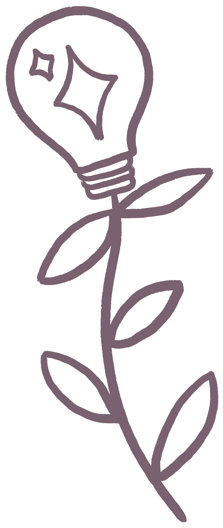 Illustration faite main d'une tige avec une fleur en forme d'ampoule