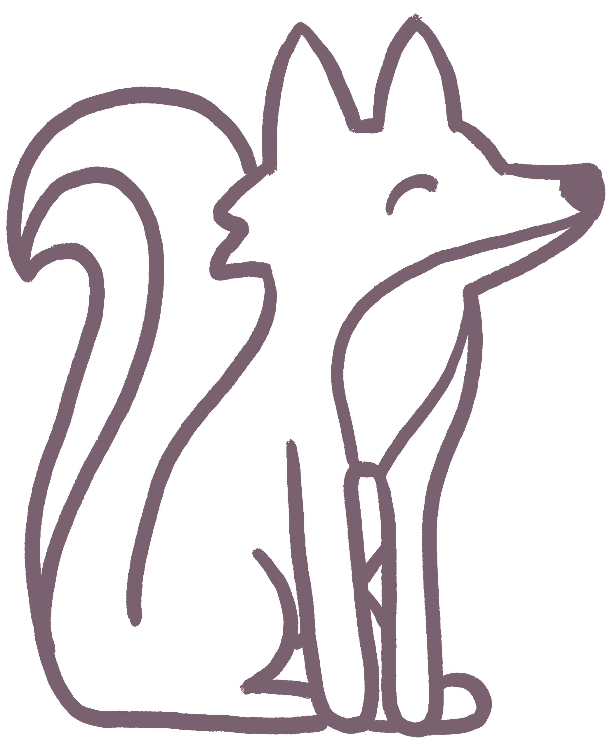 Dessin d'un renard avec un air apaisé et joyeux